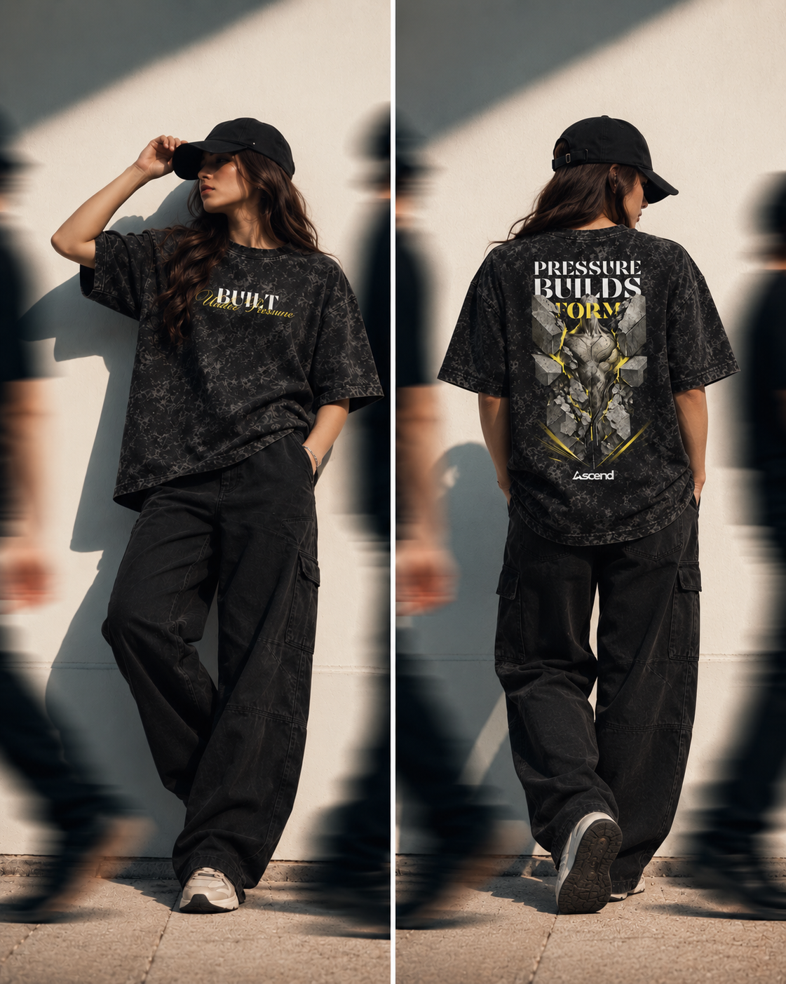 BUILT UNDER PRESSURE-Acid wash Oversized Unisex T-Shirt