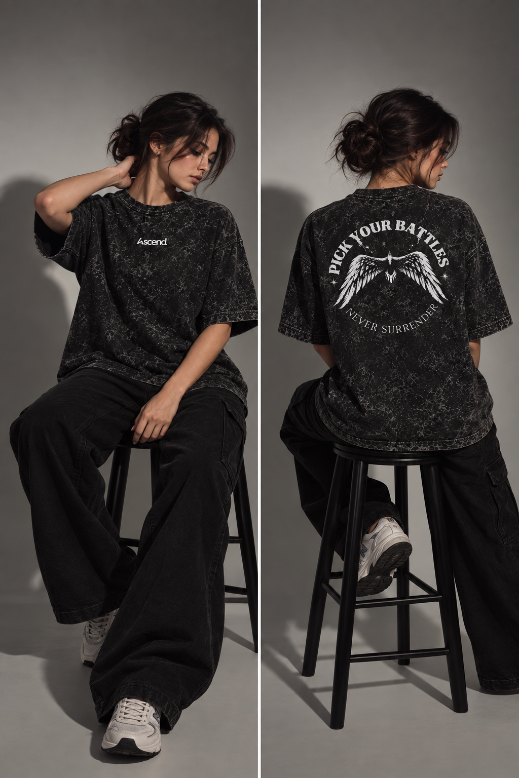 PICK YOUR BATTLES - Acid Wash Oversized Unisex T-Shirt