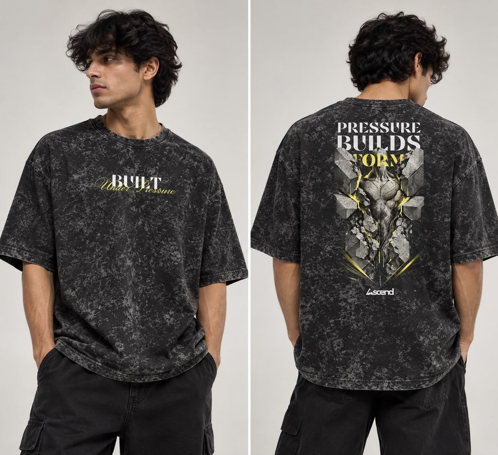BUILT UNDER PRESSURE-Acid wash Oversized T-Shirt