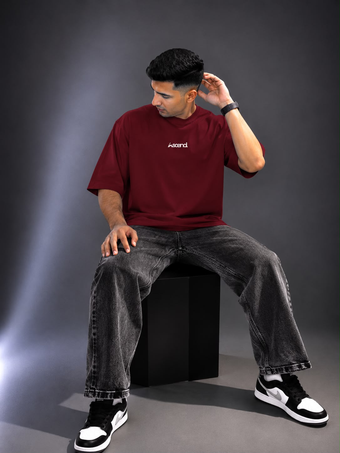 ASCEND Essential 240 GSM Oversized T-Shirt – Burgundy