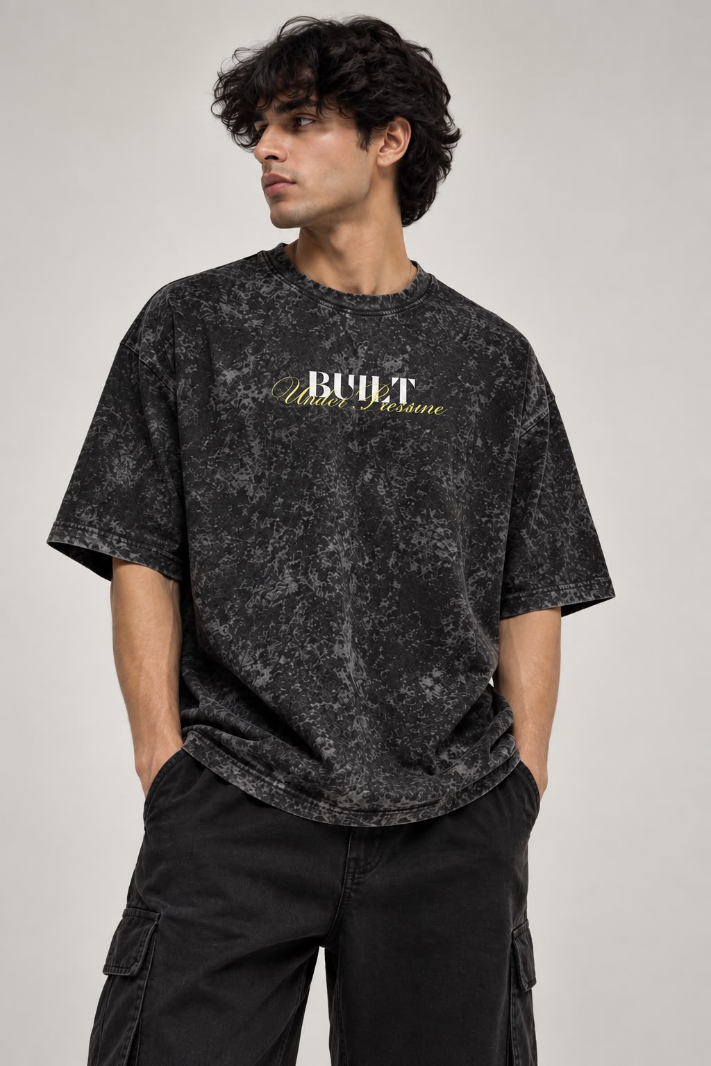 BUILT UNDER PRESSURE-Acid wash Oversized T-Shirt