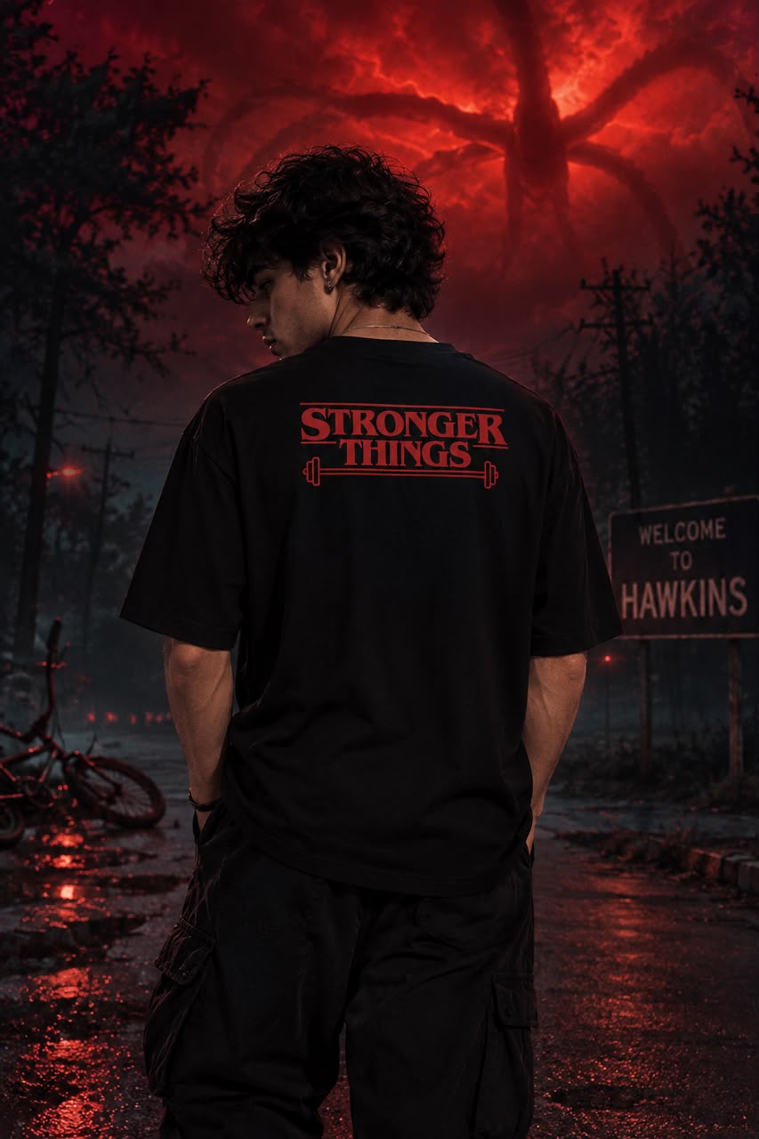 STRONGER THINGS Graphic Unisex Oversized T-Shirt.