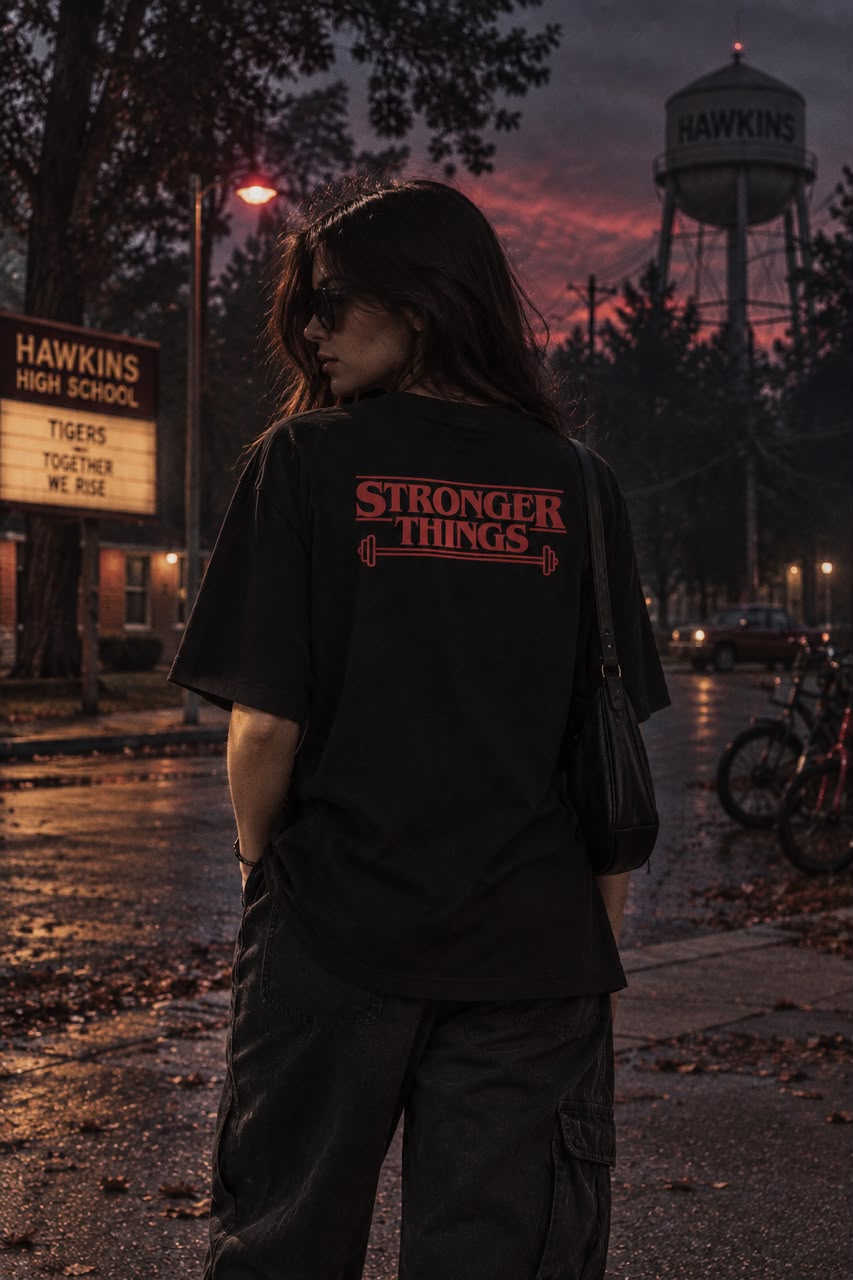 STRONGER THINGS Graphic Unisex Oversized T-Shirt.