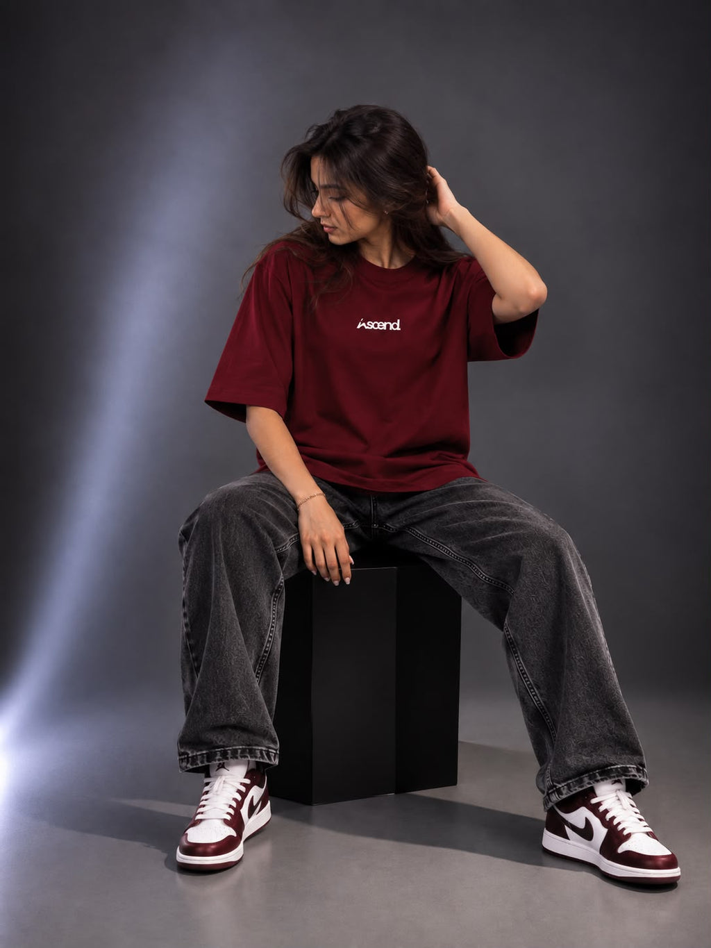 ASCEND Essential 240 GSM Oversized Unisex T-Shirt – Burgundy